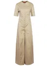 The Latest Thelatest Sand Coloured Palazzo Jumpsuit In Cotton In Neutral
