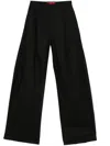 The Latest Thelatest Wide-leg Black Wool Blend Trousers