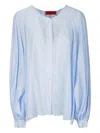 The Latest Wide Sky Blue Semi-transparent Shirt