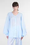 The Latest Wide Sky Blue Semi-transparent Shirt