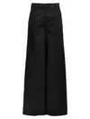 The Latest Thelatest Wide-leg Black Wool Blend Trousers In Black