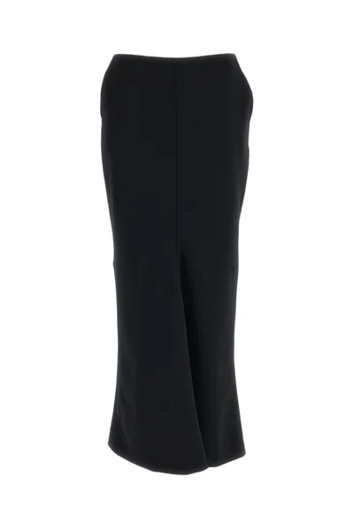 The Latest Black Stretch Wool Knit Draped Mermaid Maxi Skirt