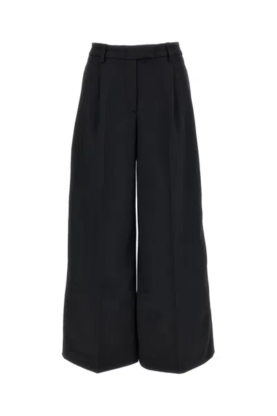 The Latest Black Wool-blend E-deva Wide-leg Pants