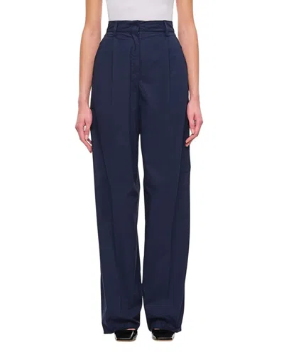 The Latest Blue Axel Popeline High-waisted Wide-leg Trousers