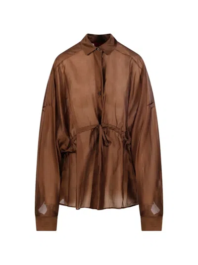The Latest 달리다 드로스트링 블라우스 In Brown