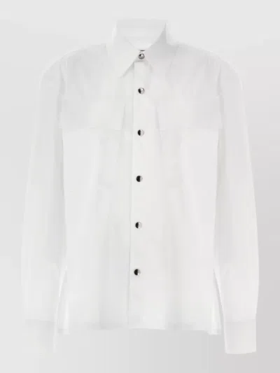 The Latest Bruna Shirt Chest Pockets Long Sleeves Collar In White