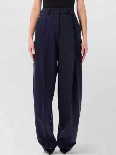 The Latest Cara Tailored High Waist Wool Blend Pants In Blue