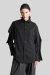 The Latest Button-fastening Draped-sleeve Shirt In Black