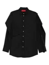 The Latest Button-fastening Draped-sleeve Shirt In Black