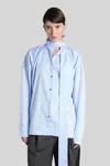 The Latest Cecilia Shirt In Cyan Cotton In Blue