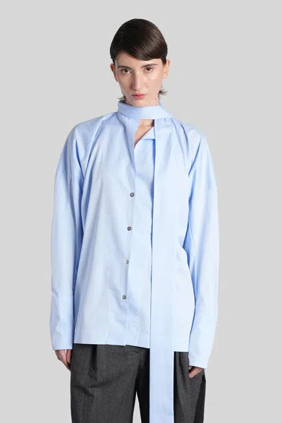 The Latest Cecilia Shirt In Cyan Cotton In Blue