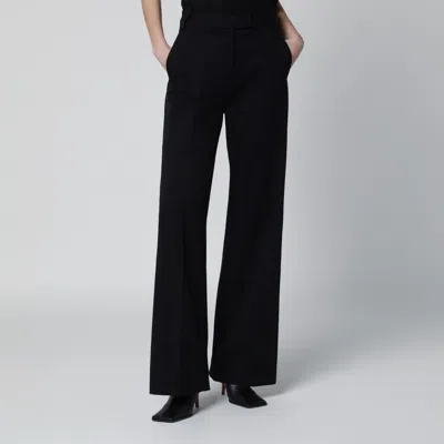 The Latest Cotton Palazzo Trousers With Flowing Wide-leg Silhouette In Black