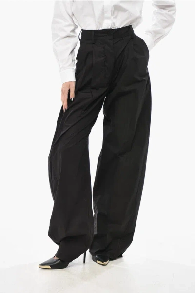 The Latest Cotton Palazzo Trousers With One Pleat In Black
