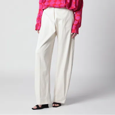 The Latest Cream Cotton Palazzo Trousers With Wide-leg Silhouette In White