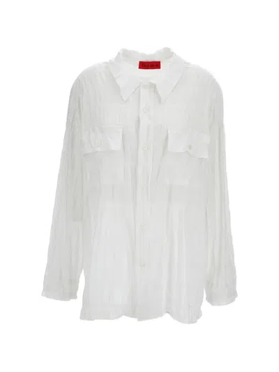 The Latest Cotton Shirt With Crinkled Seersucker Texture And Oversized Fit In White