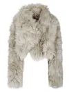 The Latest Cropped Faux Fur Jacket With Plush Texture In Gray