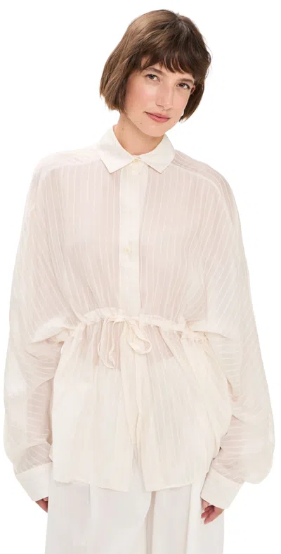 The Latest Dalida Stripe Muslin Shirt Cream In White