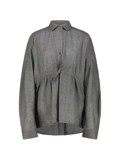 The Latest Dalida Tie-waist Wool Shirt In Gray