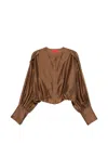 The Latest Diana Collarless Long-sleeve Shirt In Brown
