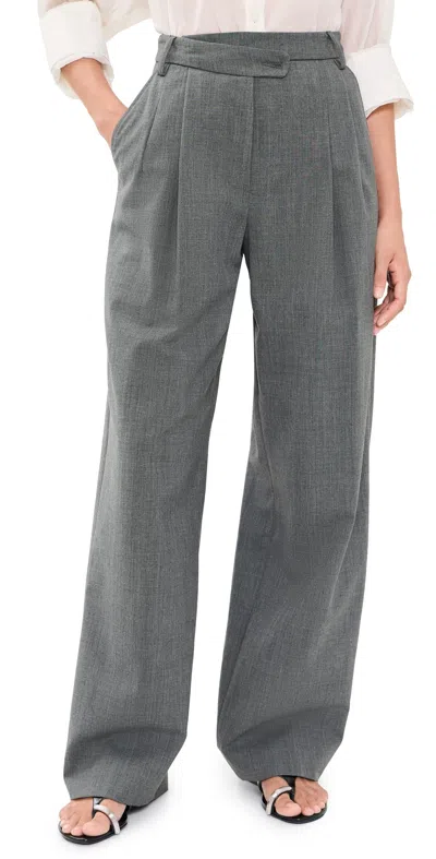 The Latest Dina Gabardine Trousers Grey Melange In Gray