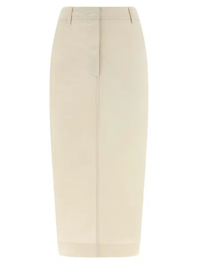 The Latest Donna Pocket Split Midi Skirt In Neutral