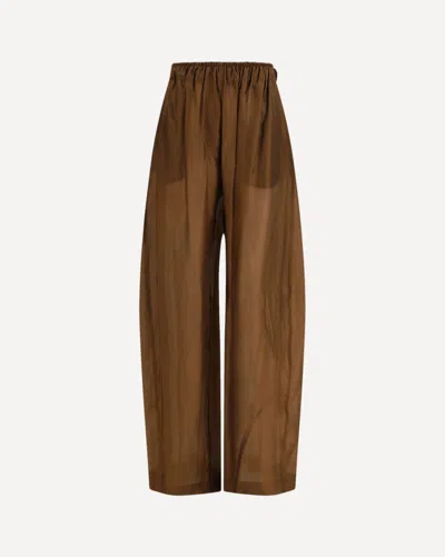 The Latest Flowing Wide-leg Trousers With Covered Elastic Waistband In Brown