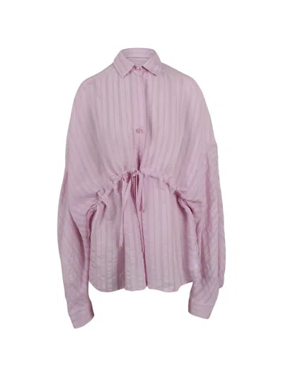 The Latest Drawstring Striped Shirt In Pink