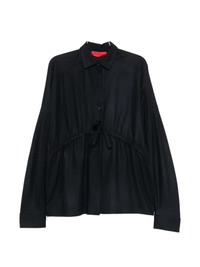 The Latest Drawstring-waist Long-sleeve Shirt In Black