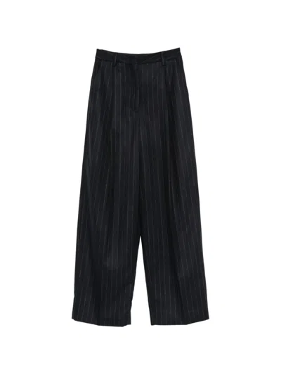 The Latest E-alex Pinstripe-pattern Trousers In Blue