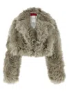 The Latest Cropped Faux Fur Jacket With Plush Texture In Gray