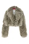 The Latest Cropped Faux Fur Jacket With Plush Texture In Neutral