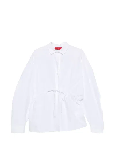 The Latest E-dalida Drawstring-waist Oversized Shirt In White