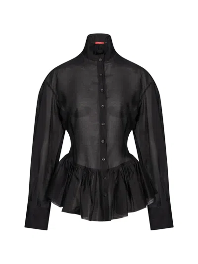 The Latest Elaine Ruffled Peplum Shirt In Black