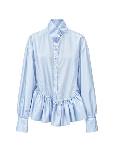 The Latest Elaine Ruffled-hem Shirt In Blue