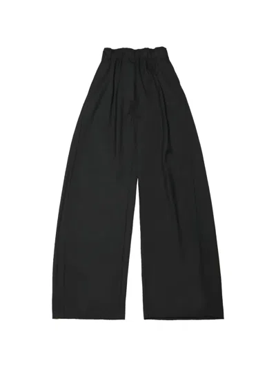 The Latest Elasticated-waistband Wide-leg Trousers In Black
