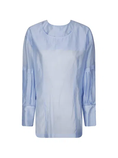 The Latest Erin Gathered-sleeve Blouse In Blue