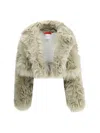The Latest Thelatest Short Ice-white Faux Fur Coat In Green