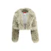 The Latest Cropped Faux Fur Jacket With Plush Texture In Green
