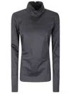 The Latest Fitted Long-sleeve Poplin Shirt With Turtleneck In Gray
