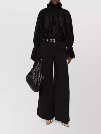 The Latest Wool Blend Flared Trousers In Black