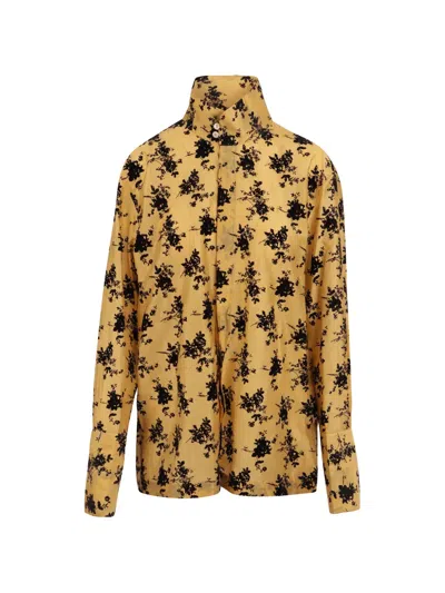 The Latest Floral-print High-neck Shirt In Yellow