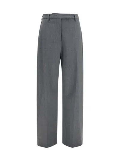 The Latest Grey Straight Flat Front Pants In Gray