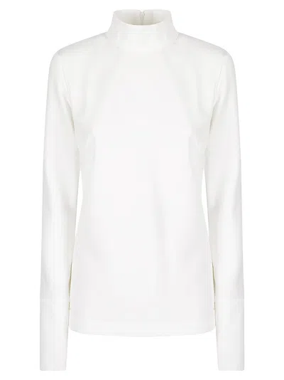 The Latest High-collar Long-sleeved Top With Back Zipper In White