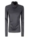 The Latest Fitted Long-sleeve Poplin Shirt With Turtleneck In Gray