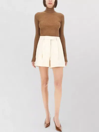 The Latest High Waist Pleated Shorts Bea Belt Loops In Neutral