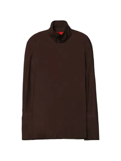 The Latest High-neck Long-sleeved Shirt In Brown