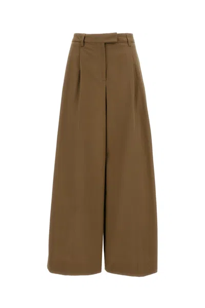 The Latest High-rise Gabardine Trousers With Pleats And Extra-wide Silhouette In Brown