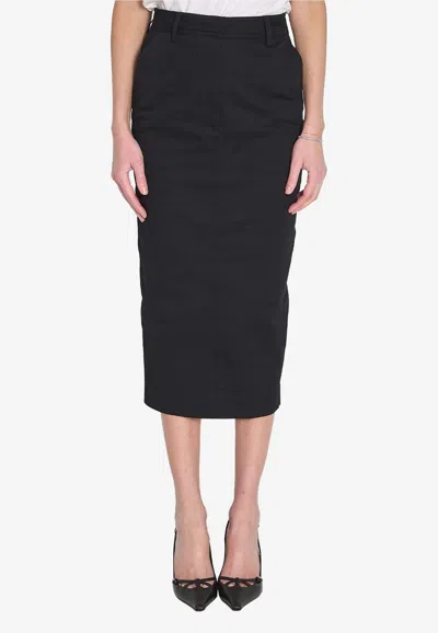 The Latest High-rise Pencil Midi Skirt In Black