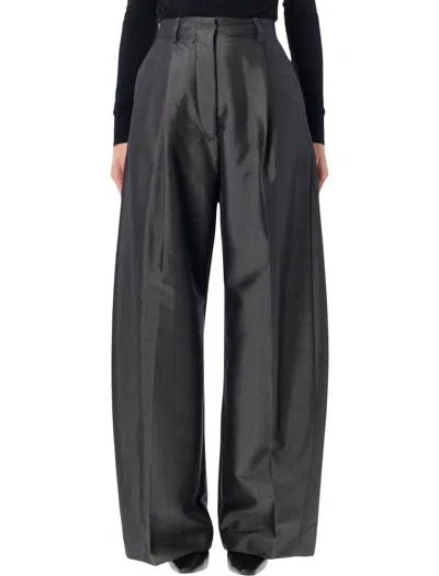 The Latest High-waist Pleated Wide-leg Trousers In Black