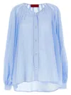 The Latest Wide Sky Blue Semi-transparent Shirt In Light Blue